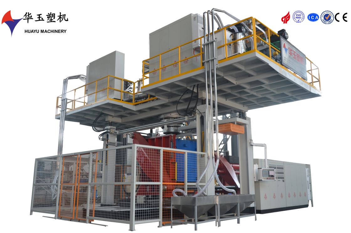 Huayu 1000L IBC Blow Moulding Machine with 800KN Clamping Force, 470kw Total Power, and 35KG Accumulator Capacity