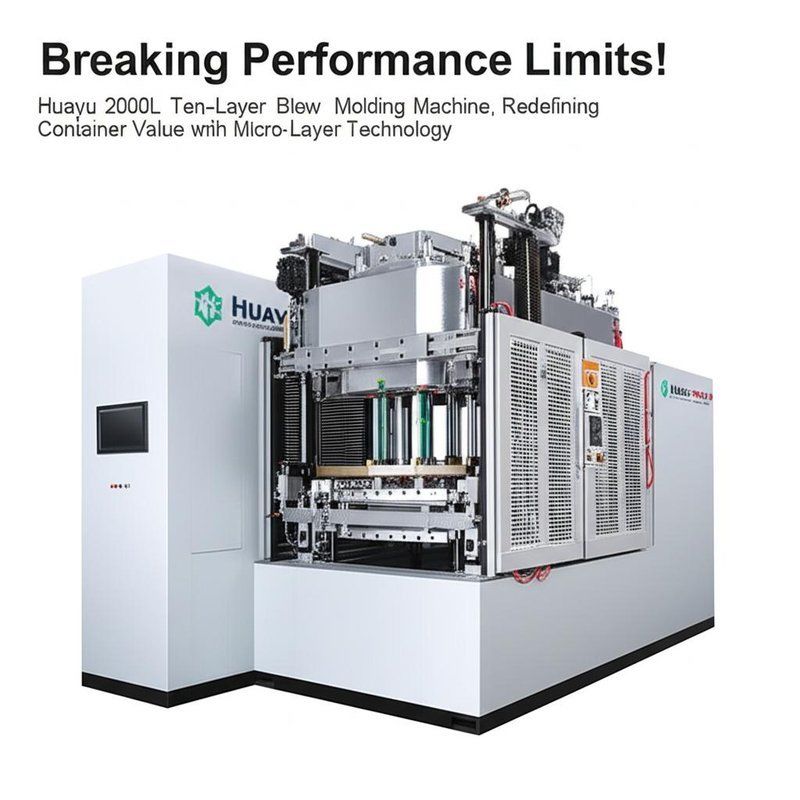 Huayu 2000L Ten-Layer Blow Molding Machine with 3000 kN Clamping Force, 470kw Total Power, and Micro-Layer Technology